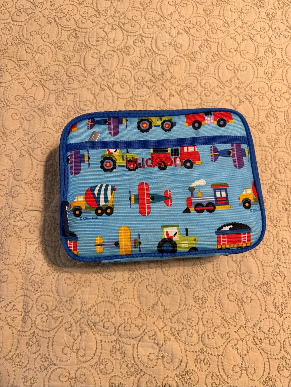 Hudson Kids Blue Vehicle Print Lunch Bag